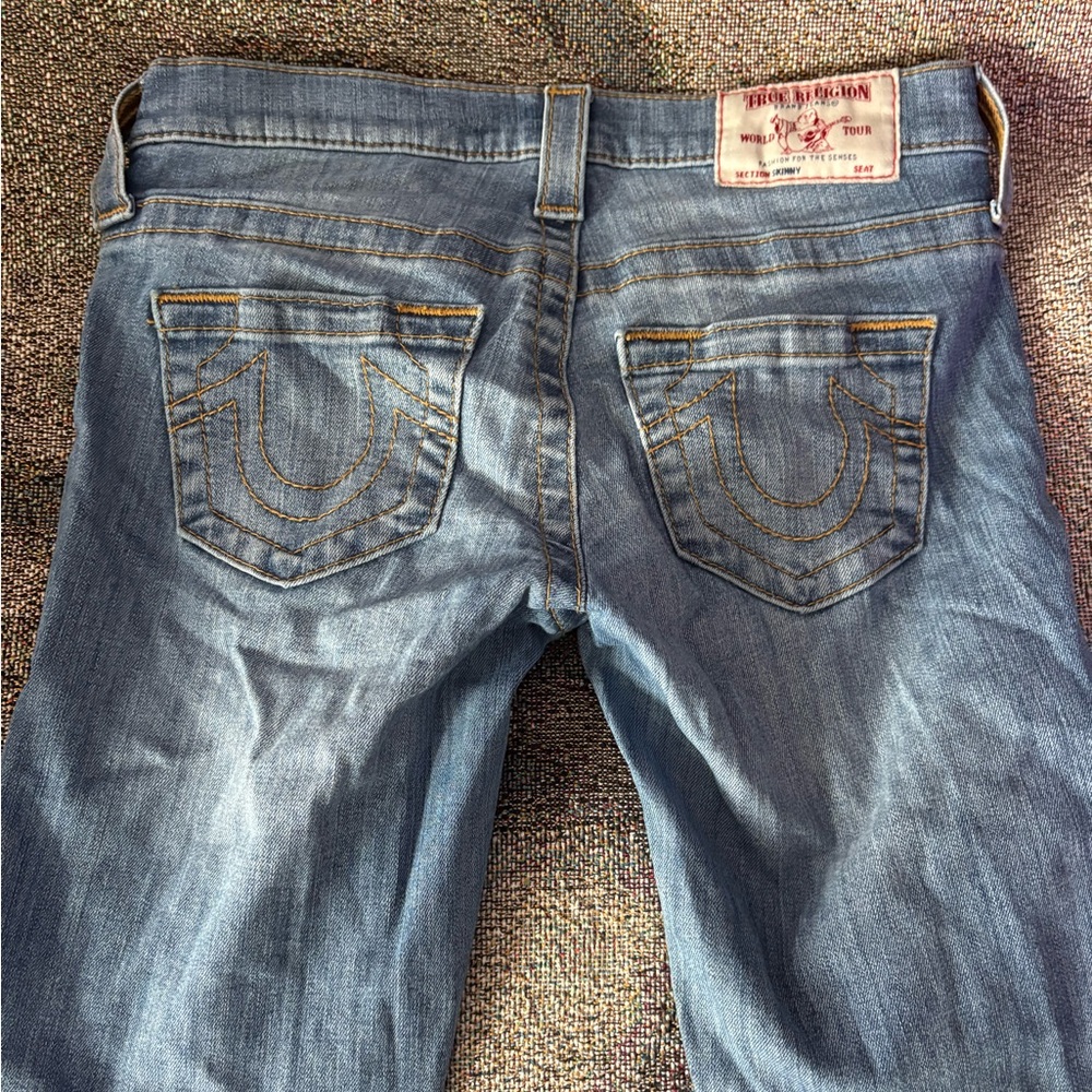 True Religion Light Blue Denim Jeans with Horseshoe Back Pockets